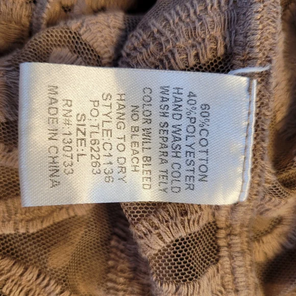 UMGEE Oh Sweet Lace! Mocha Floral Lace Open Front Kimono with Waist Tie - Picture 6 of 10